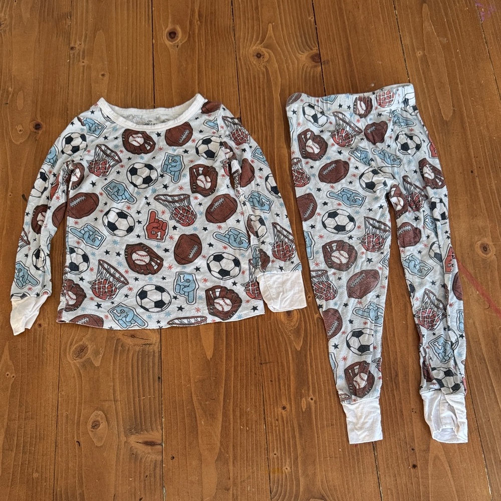 Caden Lane Sports-Themed Kids Pajama‎ Set - Blue and Brown